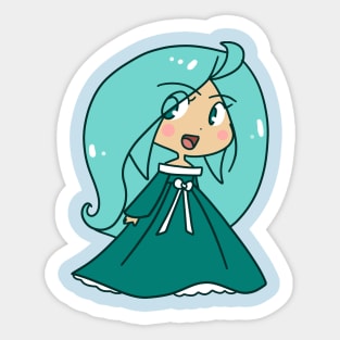 Aqua Blue Princess Sticker